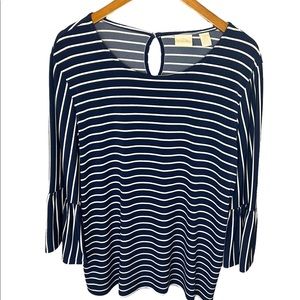 Chico’s Navy Blue & White Striped Blouse Chico’s Size 2 so US L/12
